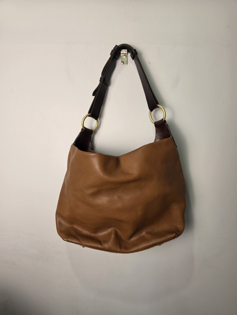 Dooney & Bourke Brown Leather Hobo Shoulder Bag Large Red Lining - Picture 4 of 16